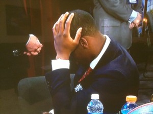 Geno Smith's unhappiness over being passed over in the first round of the NFL Draft is shown live on major networks television.