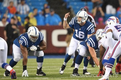 Scott Tolzien motions to a receiver during the Colts utterly meaningless win in Buffalo Saturday night.